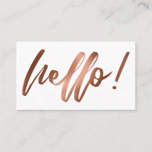 Carte De Visite Copper lisse ombré Hello en écriture manuscrite su