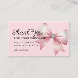 Carte De Visite coquette bow merci pour votre achat