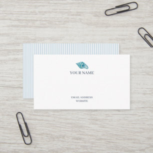 Carte de visite Coquillage Conque Rayure Bleue