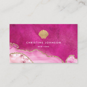 Carte De Visite coquillage de parties scintillant en faux or rose