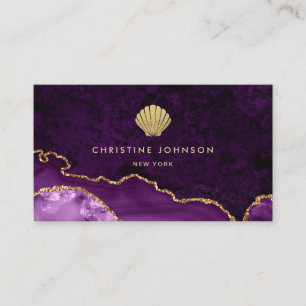 Carte De Visite coquillage de parties scintillant en faux or sur v