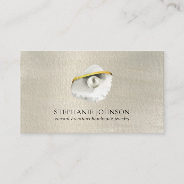 Carte De Visite Coquillage tendance Iridescente Pearl Aquarelle (Devant)