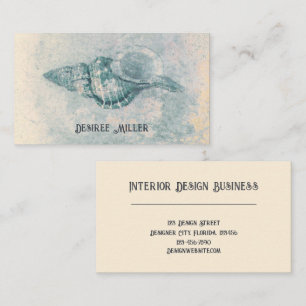 Carte De Visite Coquillage Turquoise Beige Vintage Ocean Beach Thè