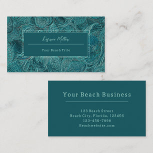 Carte De Visite Coquillages Ocean Beach Style métallique Turquoise