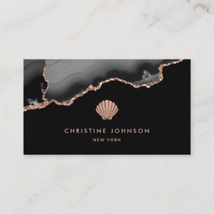 Carte De Visite coquille de parties scintillant en or faux rose