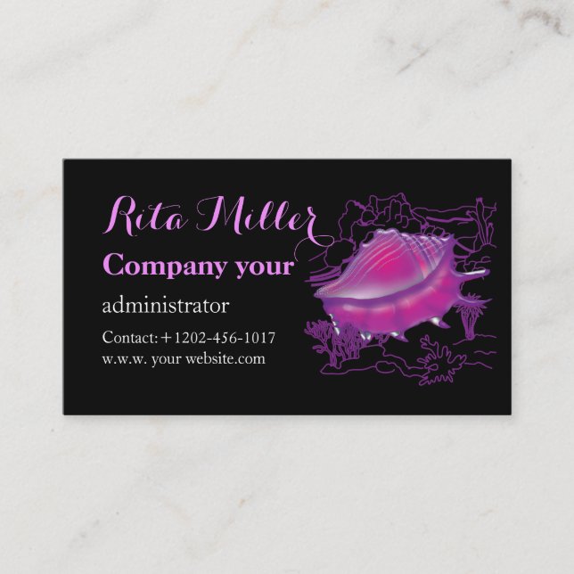 Carte De Visite Coquille marine rose (Devant)