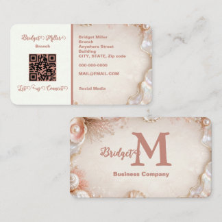Carte De Visite Coquilles de perle élégantes QR Entreprise
