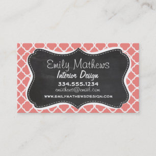 Carte De Visite Corail clair rose Quatrefoil marocain
