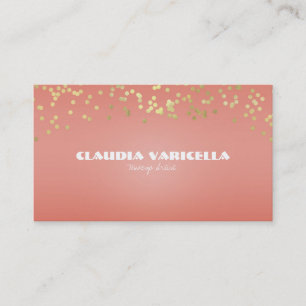 Carte De Visite Corail Peach & Gold Points Plongée Chic Glamour Gl