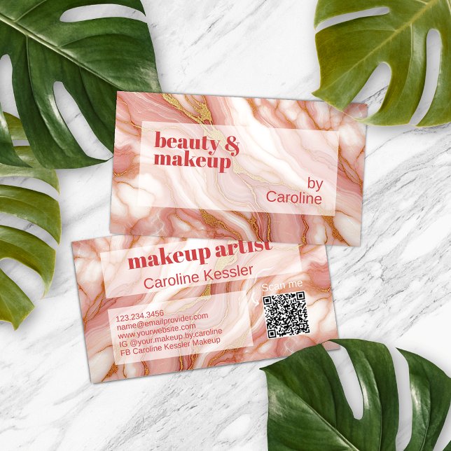 Carte De Visite Corail Rouge foncé Peach rose or marbre Motif (Créateur téléchargé)