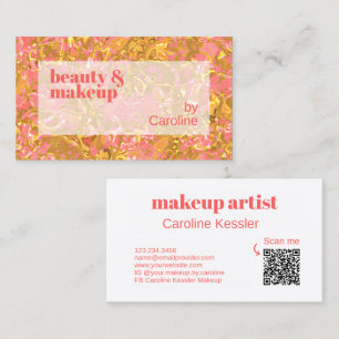 Carte De Visite Coral Blush rose brillant or marbre Motif