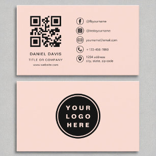 Carte De Visite Coral Modern Professional Company Logo Code QR
