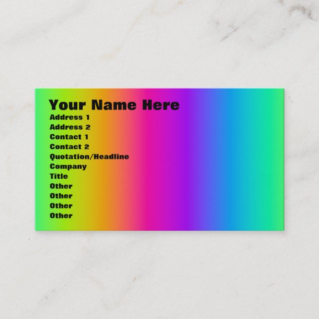 Carte De Visite Corey Tiger 80s Rétro Mélange Arc-en-ciel (Devant)
