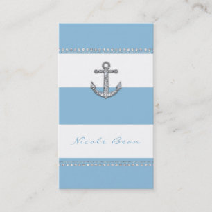 Carte De Visite Cornflower Bleu & Blancs Ancre diamant