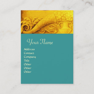 Carte De Visite CORNUCOPIA MONOGRAS or brillant jaune, turquoise, 