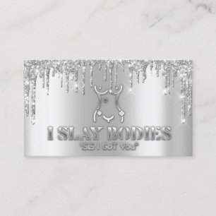 Carte De Visite Corps sculpté Beauté Logo Parties scintillant gris