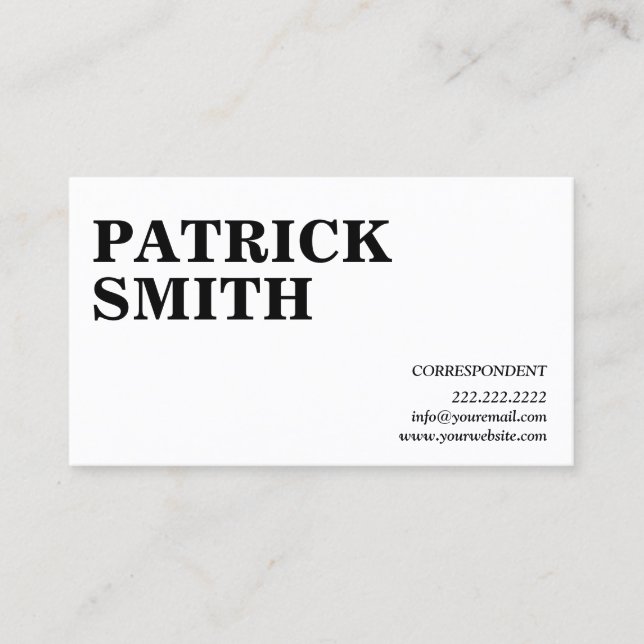 Carte De Visite Correspondant professionnel minimaliste simple (Devant)