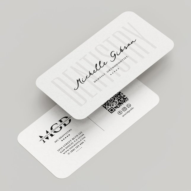 Carte De Visite Cosmétique Dentiste Dentaire esthétique Elégant Bl (Cosmetic Dentist Dental Aesthetic Elegant White Business Card
)