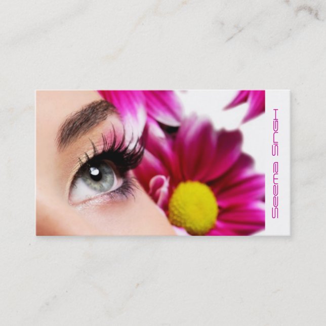 Carte De Visite Cosmétiques magenta de maquilleur de fleur (Devant)