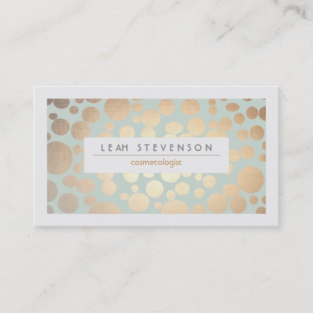 Carte De Visite Cosmetologie Beauté Turquoise Gold Leaf Look (Devant)