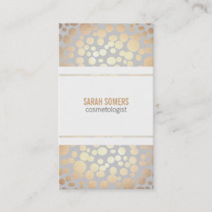 Carte De Visite Cosmetologie Faux Gold Leaf Light Grey