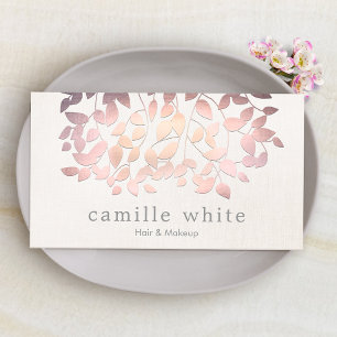 Carte De Visite Cosmetologie Faux Pink Foil Feuille Lin Look