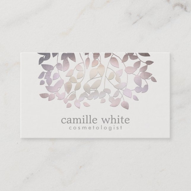 Carte De Visite Cosmetologie Faux Purple Foil Feuille Linge Look (Devant)