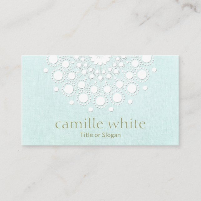 Carte De Visite Cosmetologie Jolie Rosette blanche Light Aqua Blue (Devant)