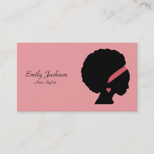 Carte De Visite Cosmetologie rose cheveux naturels Afro Dame
