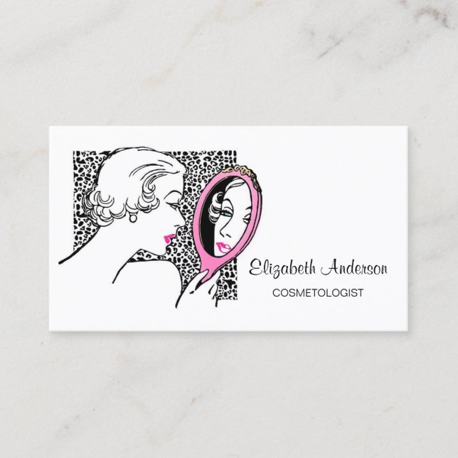 Carte De Visite Cosmetologue Empreinte de léopard Retro Mod Salon  (Devant)