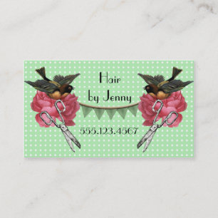 Carte De Visite Cosmétologue rétro vintage coiffeur styliste rose 