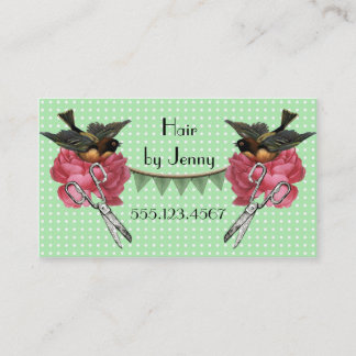 Carte De Visite Cosmétologue rétro vintage coiffeur styliste rose