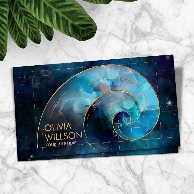 Carte De Visite Cosmos spirale dorée Vague Aquarelle (Créateur téléchargé)