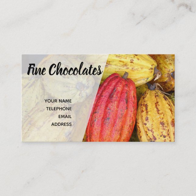 Carte De Visite Cosses d'haricot organiques de cacao pour faire le (Devant)