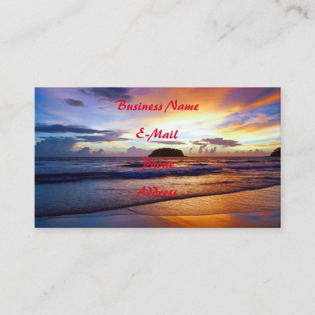 Carte De Visite Côte du coucher de soleil tropical (Devant)