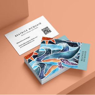 Carte de visite côtier de baleine bleu moderne