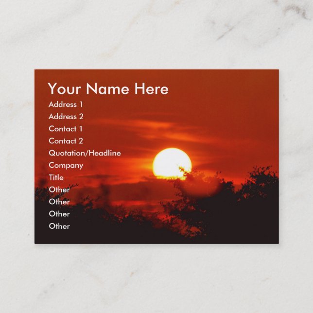 Carte De Visite Coucher de soleil au paradis (Devant)