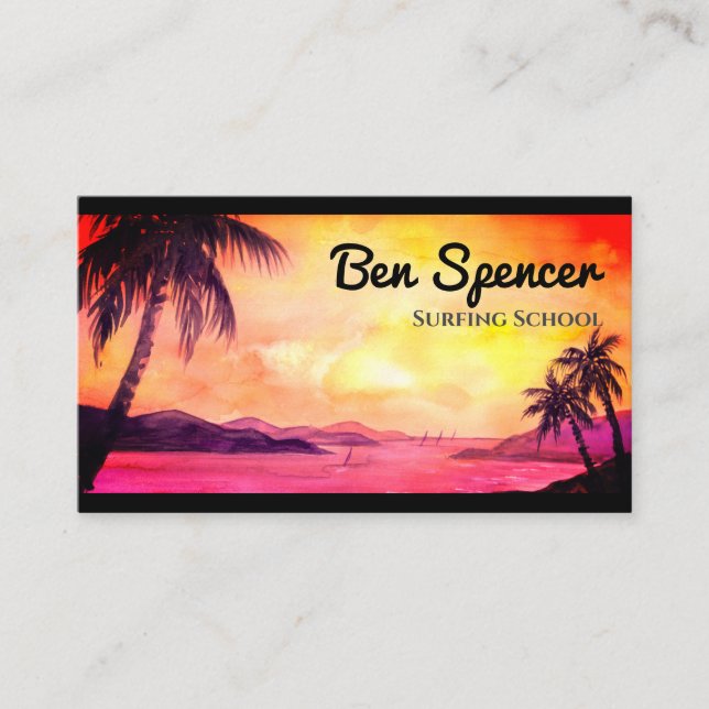 Carte De Visite Coucher de soleil dans les tropiques aquarelle pei (Devant)