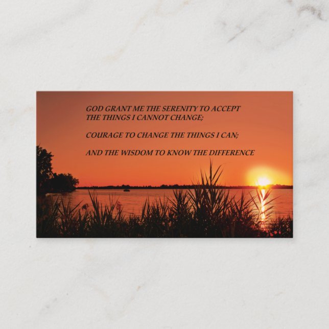 Carte De Visite Coucher de soleil de la prière de sérénité (Devant)