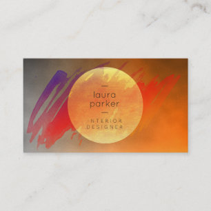 Carte De Visite Coucher de soleil de lune jaune Aquarelle Splatz m