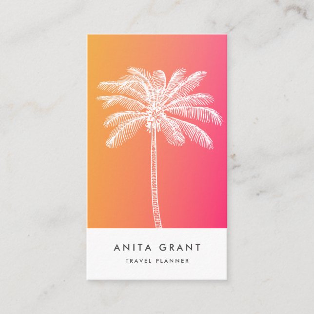 Carte De Visite Coucher de soleil de palmier blanc tropical (Devant)