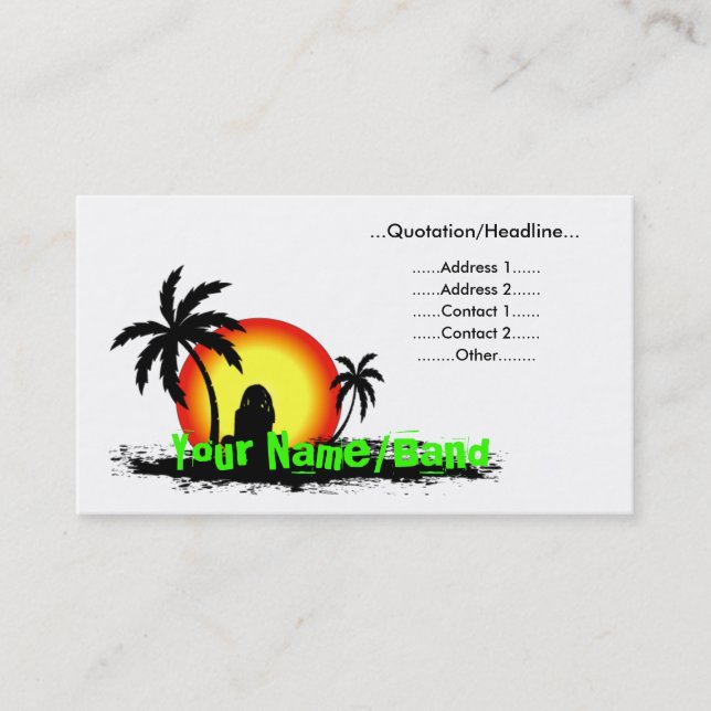 Carte De Visite Coucher de soleil de reggae (Devant)