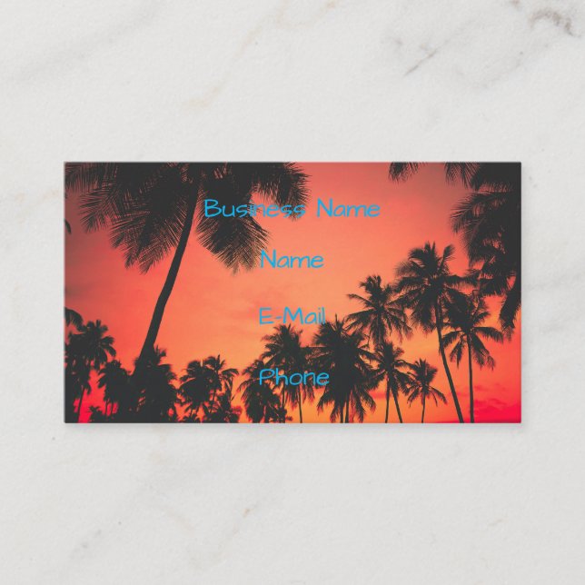 Carte De Visite Coucher de soleil des palmiers tropicaux (Devant)