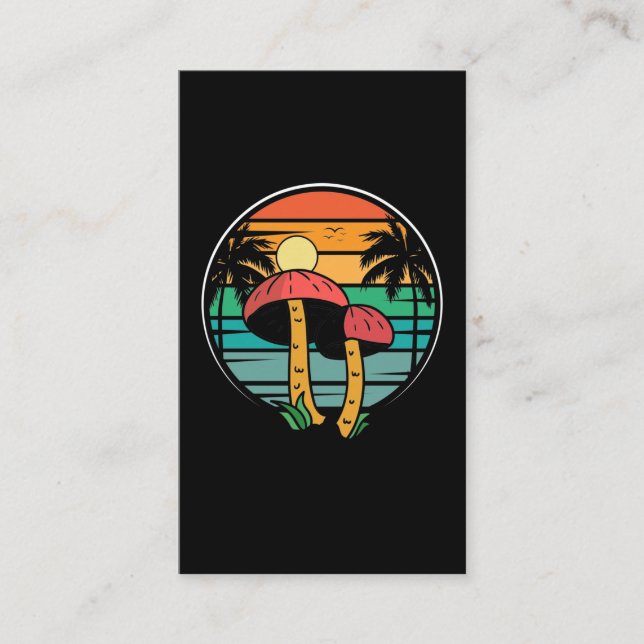 Carte De Visite Coucher de soleil du champignon hawaïen rétro (Devant)