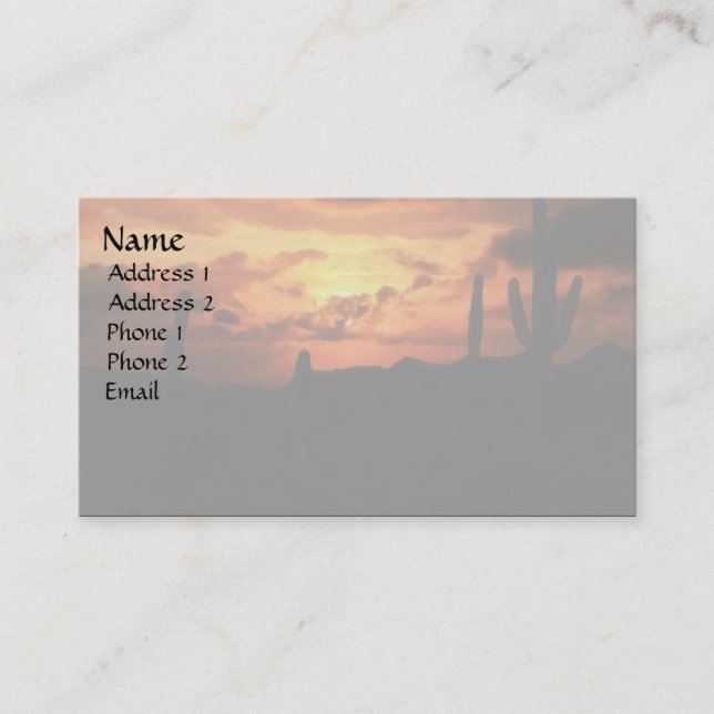 Carte De Visite Coucher de soleil du désert (Devant)