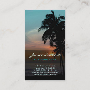Carte De Visite Coucher de soleil sur la plage hawaïenne de PixDez