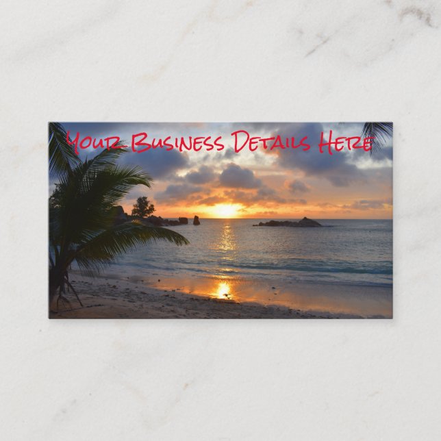 Carte De Visite Coucher de soleil sur l'île tropicale des Seychell (Devant)