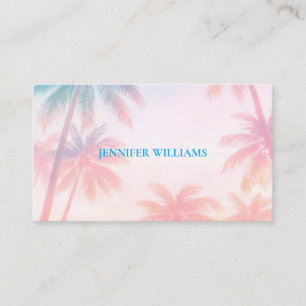 Carte De Visite Coucher de soleil vintage sur la plage Palmiers Pa