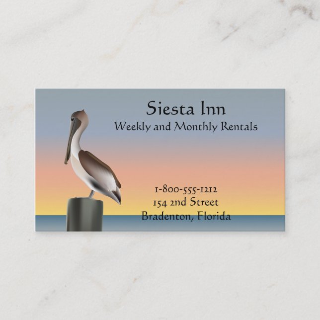 Carte De Visite Coucher du soleil de pélican et de mouette (Devant)