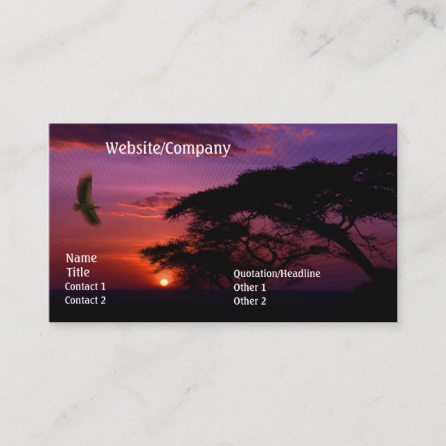 Carte De Visite Coucher du soleil de Serengeti (Devant)